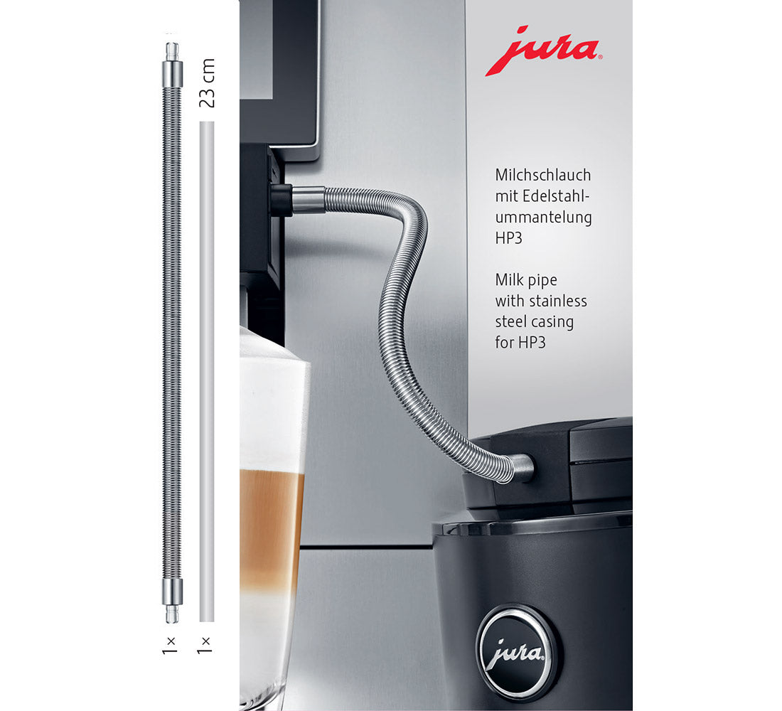 Jura Melkeslange med mantel i rustfritt stål HP3