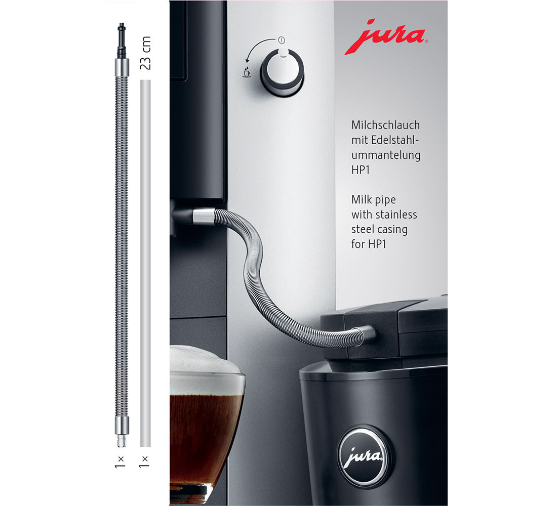Jura Melkeslange med mantel i rustfritt stål HP1