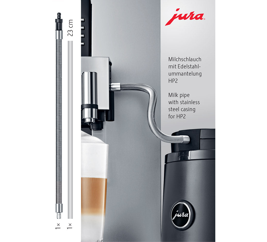 Jura Melkeslange med mantel i rustfritt stål HP2